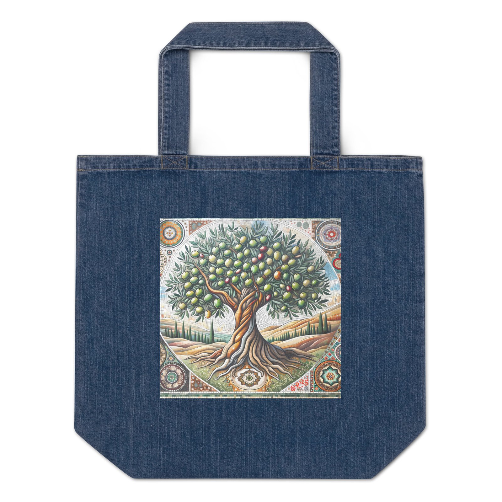 Organic denim tote bag